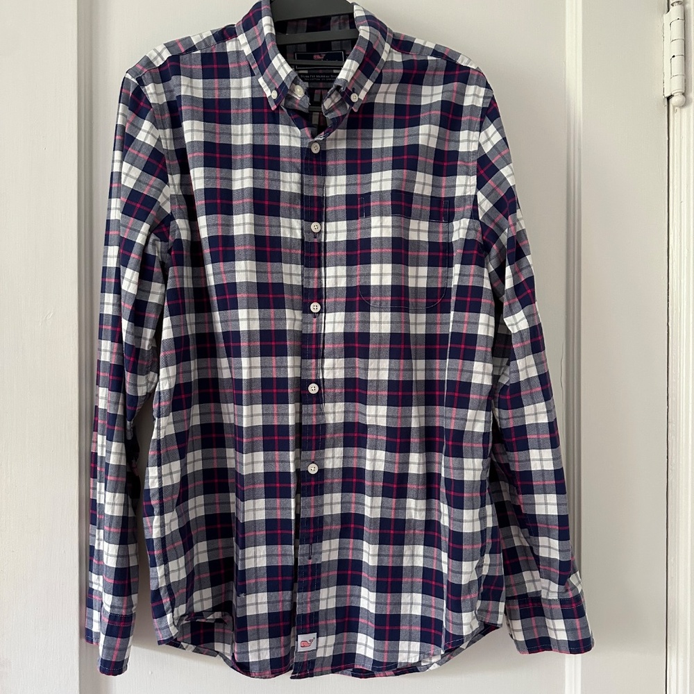Vineyard Vines Slim Fit Murray shirt; Blue, White and Red Plain Men’s M Shirt